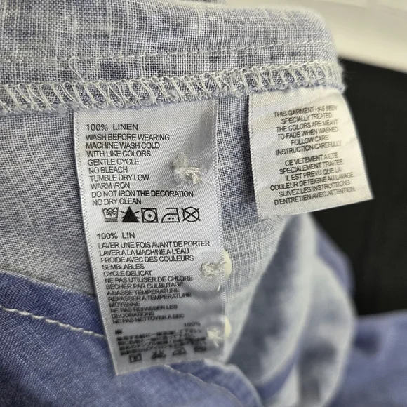 Tommy Bahama Shirt Mens Medium Blue Long Sleeve Button Up Solid 100% Linen - Picture 5 of 9